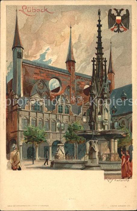 LueBECK  CITY Rathaus Brunnen