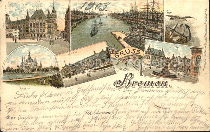 BREMEN  CITY Gerihtgebaeude Parkhaus Bahnhof Markt Freihafen