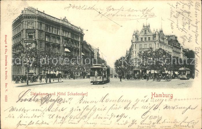 HAMBURG  CITY Steindamm und Hotel Schadendorf Strassenbahnen