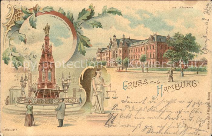HAMBURG  CITY Justizgebaeude Kaiser Karl Brunnen