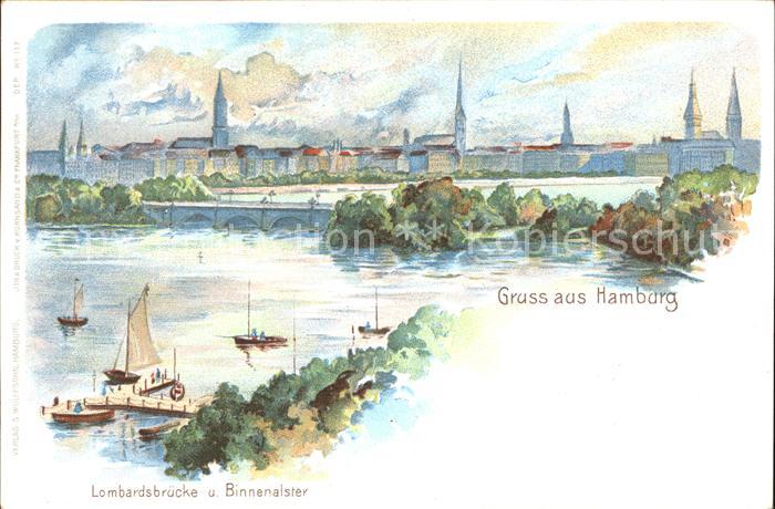HAMBURG  CITY Teilansicht Lombardsbruecke und Binnenalster
