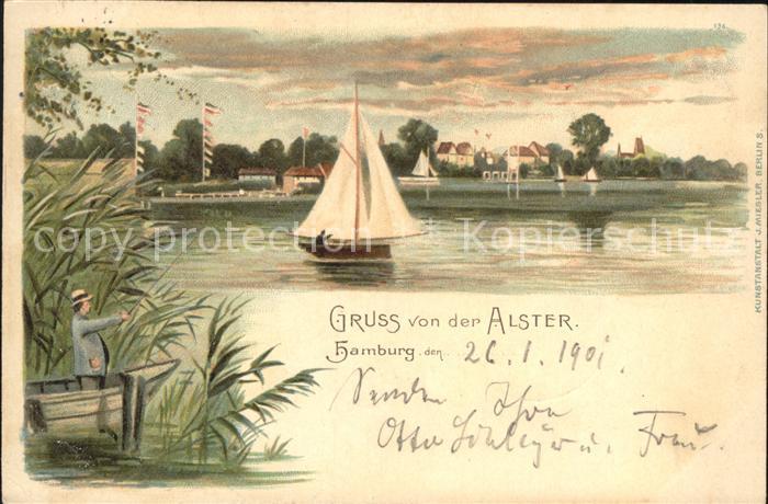 HAMBURG  CITY Alsterpartie Angler Segelschiff