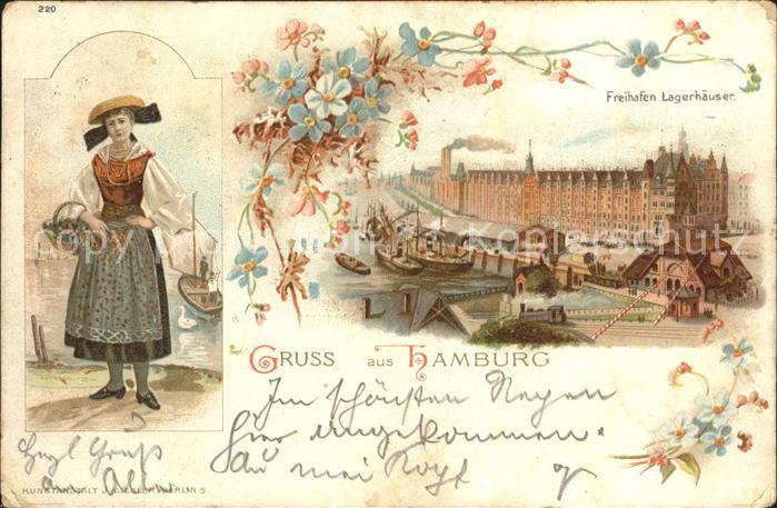 HAMBURG  CITY Freihafen Lagerhaeuser Vierlaenderin in Tracht