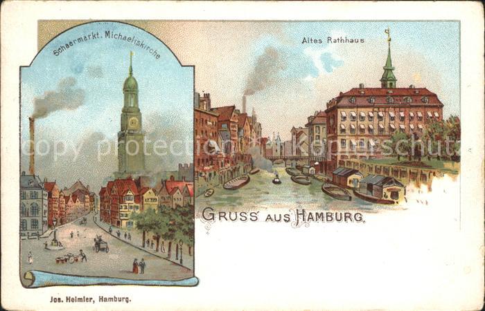 HAMBURG  CITY Schaarmarkt Michaeliskirche Altes Rathhaus