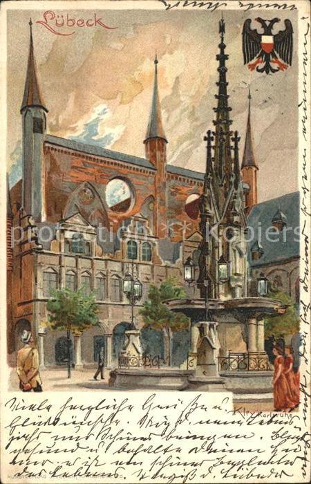 LueBECK  CITY Rathaus Brunnen