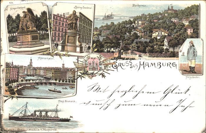 Hamburg Kriegerdenkmal Lessingdenkmal Blankenese Alsterarkaden Helgolaender Fuer