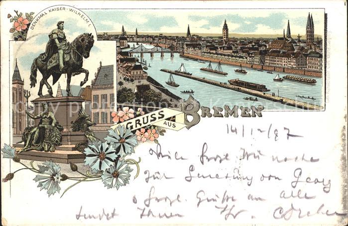 BREMEN  CITY Kaiser Wilhelm I Denkmal Stadtansicht