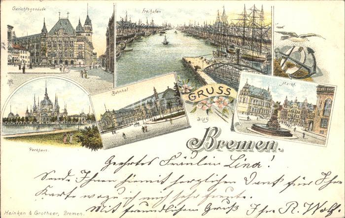 BREMEN  CITY Gerichtsgebaeude Freihafen Parkhaus Bahnhof Markt