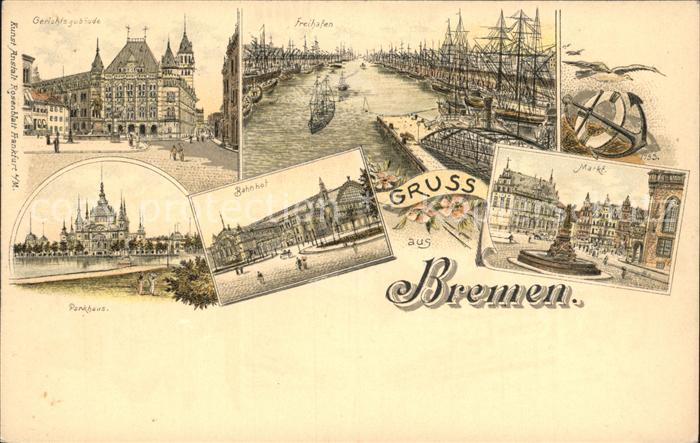 BREMEN  CITY Gerichtsgebaeude Freihafen Parkhaus Bahnhof Markt