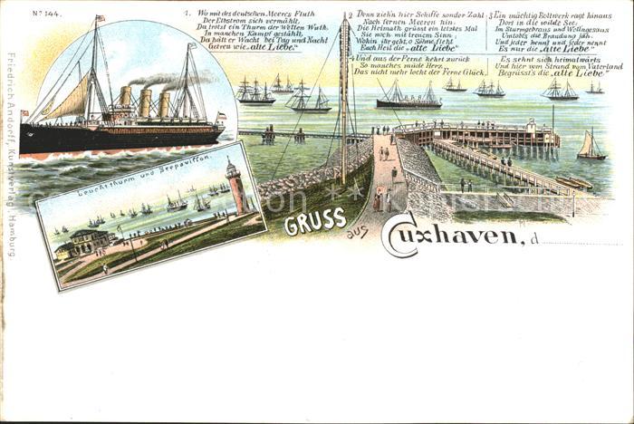 Cuxhaven Nordseebad Dampfer Leuchtthurm Seepavillon Alte Liebe
