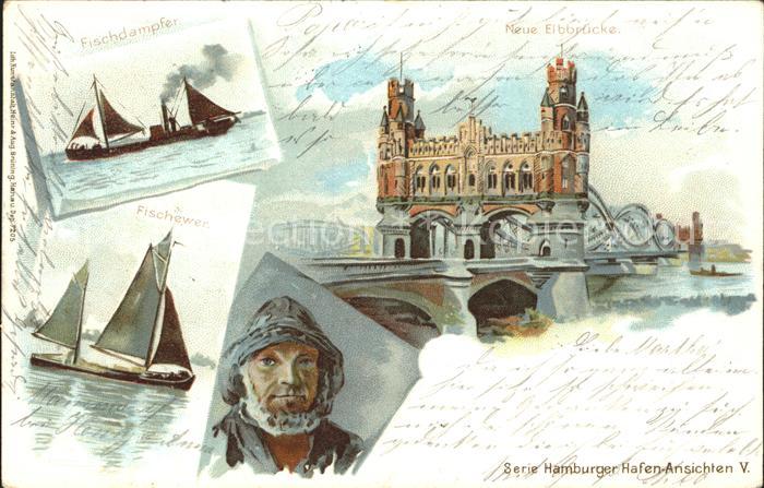 HAMBURG  CITY Fischdampfer Neue Elbbruecke Fischewer Helgolaender