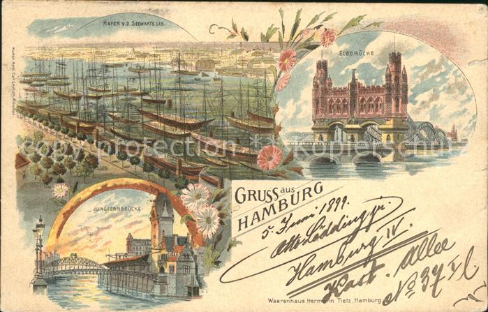 HAMBURG  CITY Hafen von der Seewarte Elbbruecke Jungfernstieg