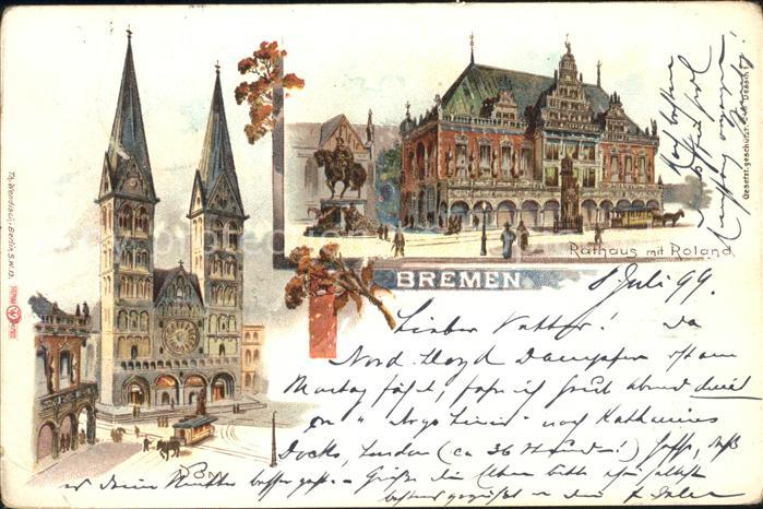 BREMEN  CITY Dom Rathaus mit Roland
