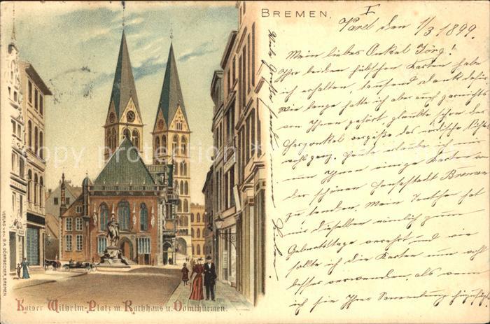 BREMEN  CITY Kaiser Wilhelm Platz mit Rathaus und Domthuermen