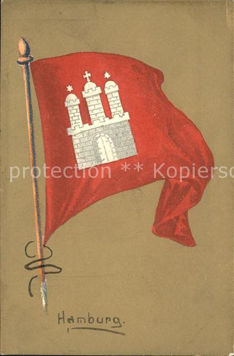 Hamburg Flagge mit Stadtwappen