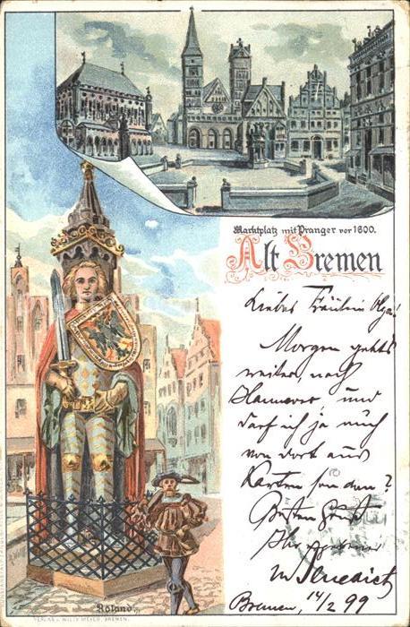BREMEN  CITY Marktplatz mit Pranger Roland