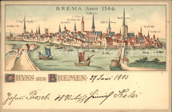 BREMEN  CITY Stadtbild von 1564
