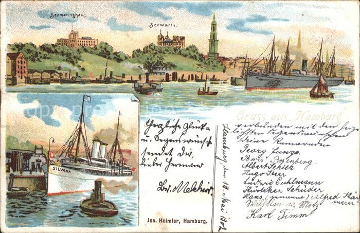 HAMBURG  CITY Seemannshaus Seewarte Dampfer Silvania
