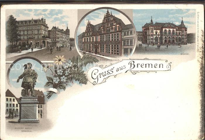 BREMEN  CITY Gustav Adolf Denkmal Gewerbehaus Boerse