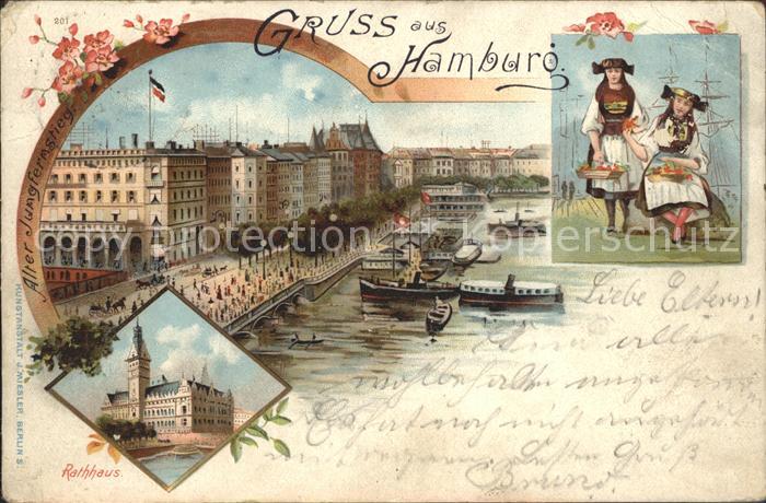 HAMBURG  CITY Jungfernstieg Rathhaus Vierlaenderinnen