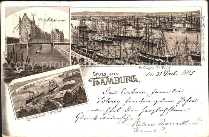 HAMBURG  CITY Freihafen Lagerhaeuser Hafen St Pauli Landungsbruecke
