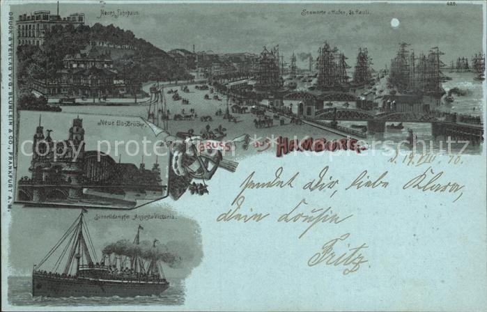 HAMBURG  CITY Neues Faehrhaus Neue Elbbruecke Schnelldampfer Augusta Victoria Se