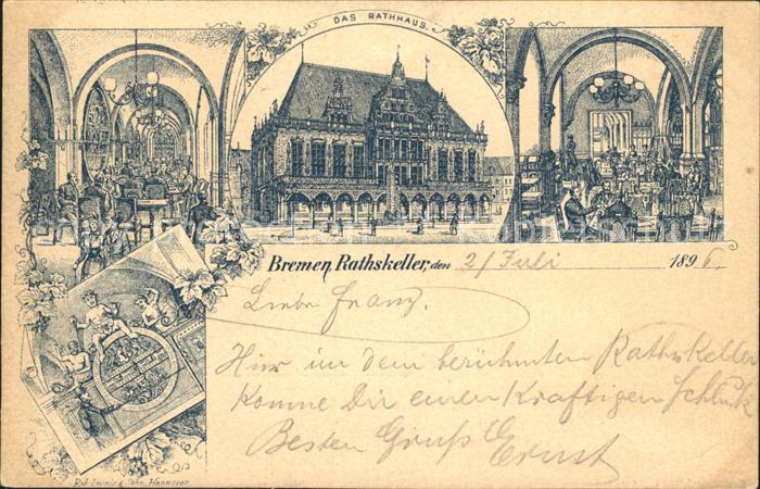 BREMEN  CITY Rathskeller Bacchusfass Gr Halle Rathaus