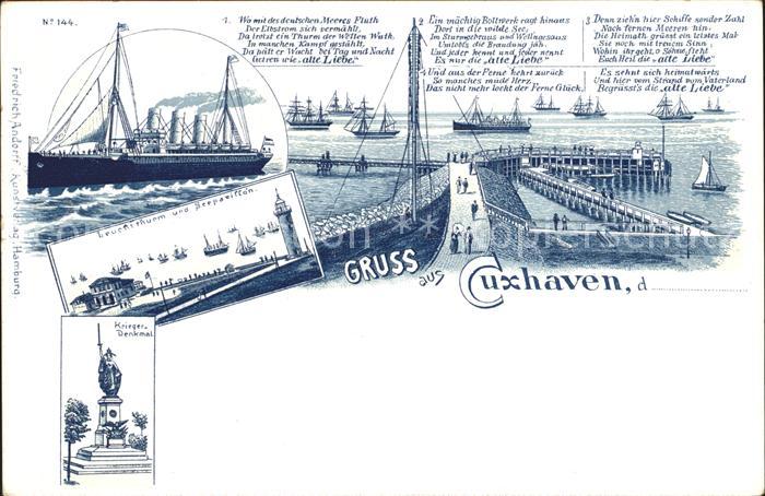 Cuxhaven Nordseebad Ozeandampfer Alte Liebe Leuchtthurm und Seepavillon Kriegerd