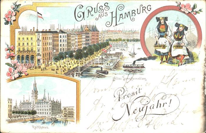 HAMBURG  CITY Alter Jungfernstieg Rathhaus Vierlaenderinnen