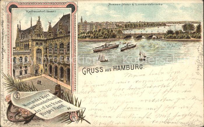 HAMBURG  CITY Rathaushof Aussenalster und Lombardsbruecke