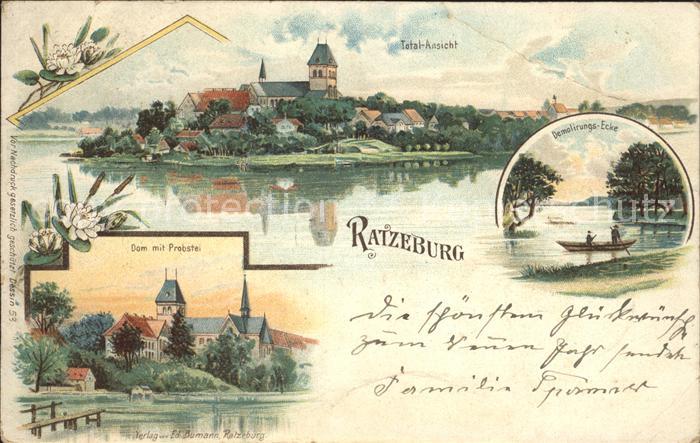 Ratzeburg Schleswig-Holstein Totalansicht Dom mit Probstei Demolirungs Ecke