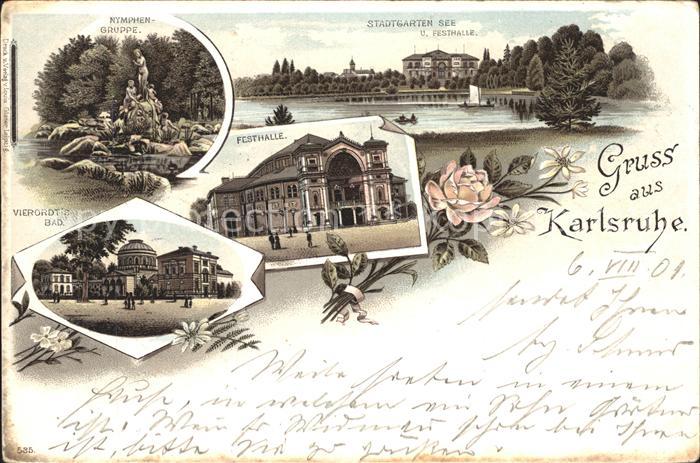 Karlsruhe Nymphengruppe Stadtgarten See Festhalle Vierordts Bad