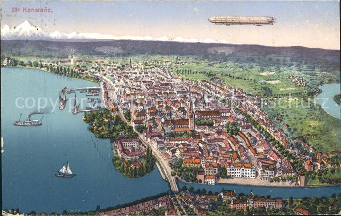 Konstanz Bodensee Totalansicht Zeppelin