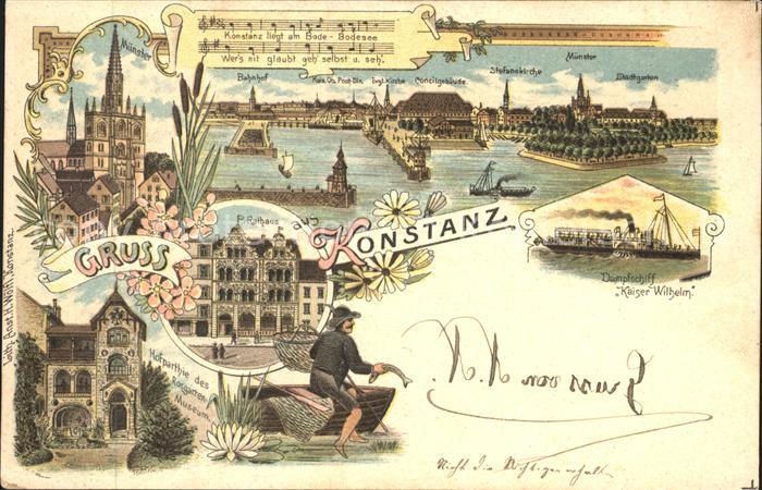 Konstanz Bodensee Bahnhof Muenster Dampfschiff Kaiser Wilhelm Rathaus Museum