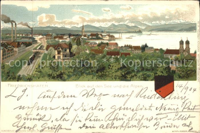Friedrichshafen Bodensee Blick auf See und Alpen