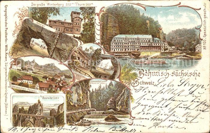 Saechsische Schweiz Gr Winterberg Kuhstall Herrnskretschen Seehoehe Basteibrueck