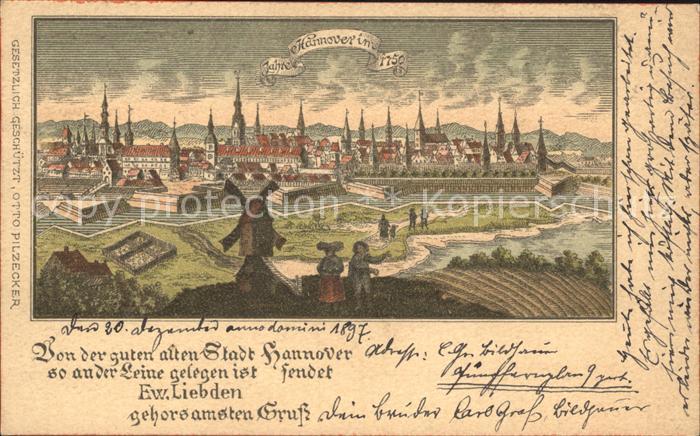 HANNOVER  CITY Staedtebild von 1750