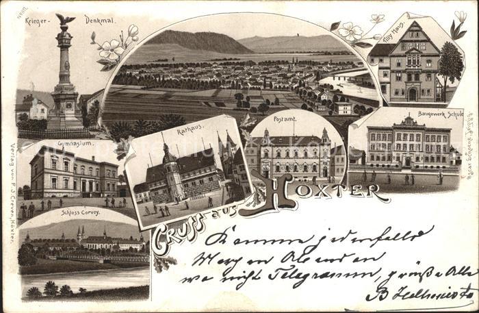 Hoexter Weser Kriegerdenkmal Stadtblick Tilly Haus Gymnasium Schloss Corvey Rath