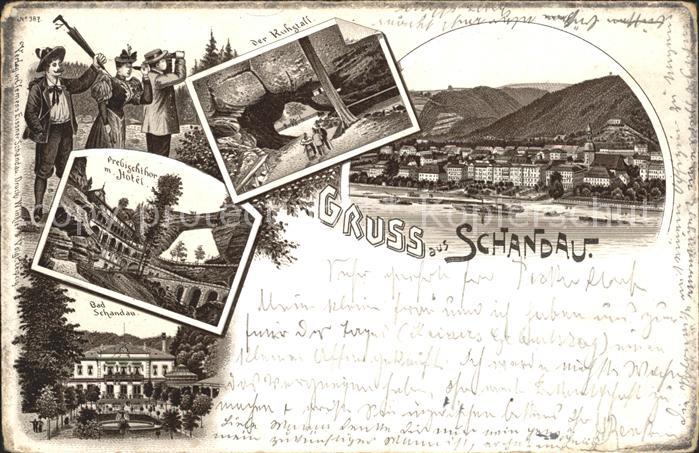 Schandau Bad Teilansicht Kuhstall Prebischthor mit Hotel Kurhaus