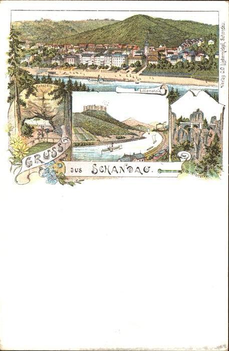 Schandau Bad Ortsansicht Lilienstein Kuhstall