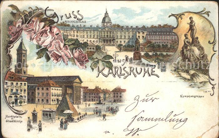 Karlsruhe Residenzschloss Nymphengruppe Marktplatz Stadtkirche