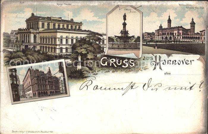 HANNOVER  CITY Kgl Theater Rathaus Ebhardt Brunnen Welfenschloss