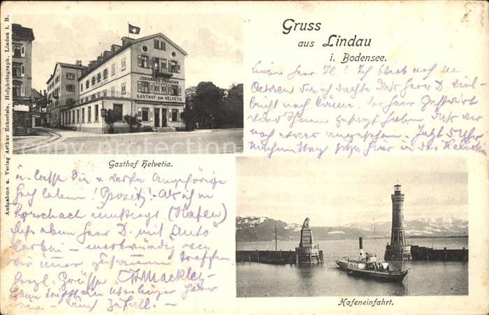 Lindau Bodensee Gasthof Helvetia Hafeneinfahrt Leuchtturm