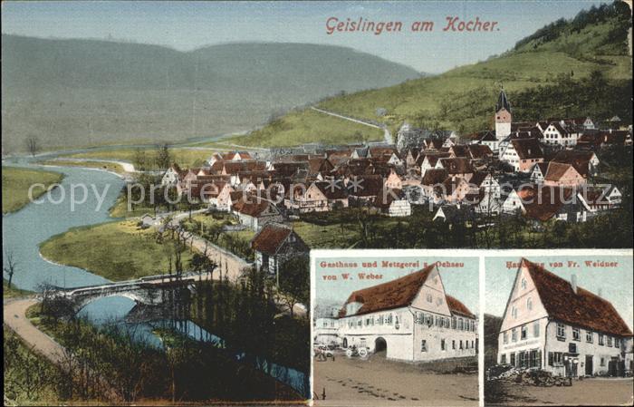 Geislingen Kocher Panorama Gasthaus zum Ochsen Handlung Weidner