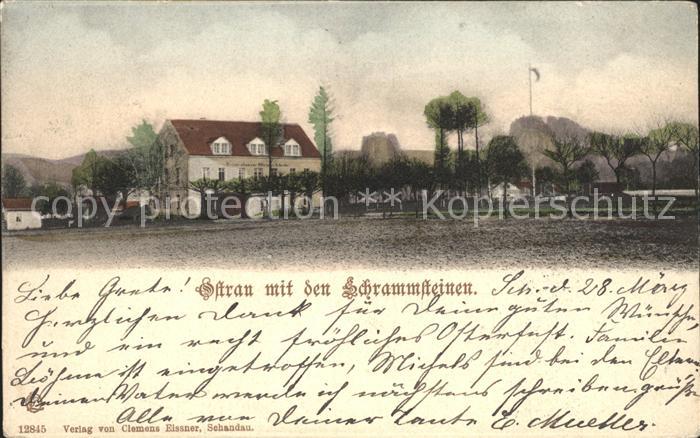 Ostrau Bad Schandau mit den Schrammsteinen