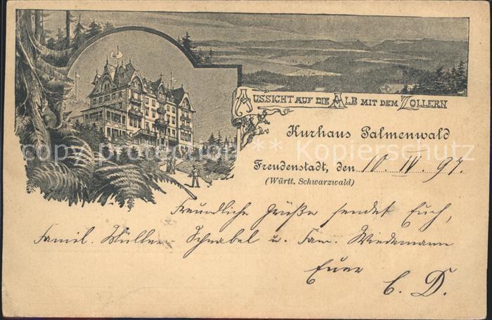 FREUDENSTADT BW Blick auf Zollern Alb Kurhaus Palmenwald