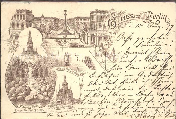 BERLIN  CITY Victoria Park Kriegerdenkmal Hallesches Thor Heilig Kreuz Kirche