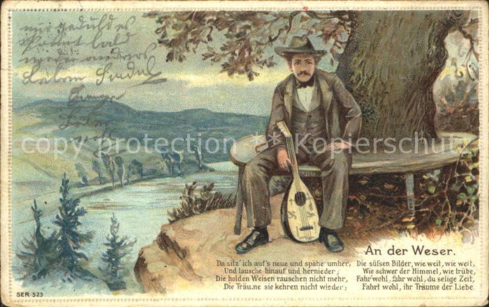 Hann. Muenden Panorama Weser Musikant