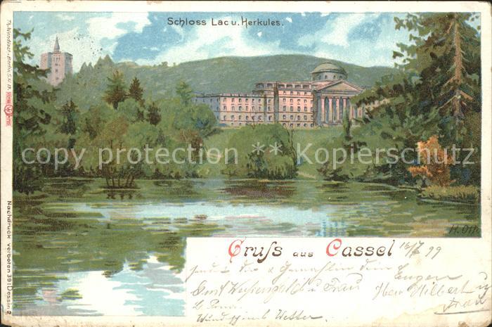 Cassel Kassel Schloss Lac und Herkules Kuenstlerkarte