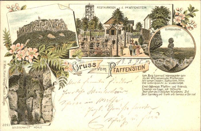 Pfaffenstein Koenigstein Saechsische Schweiz Goldschmidt Hoehle Restauration Aus